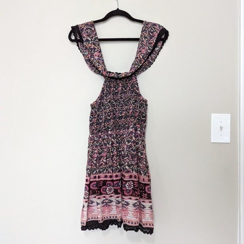 RAGA Metallic Boho Smocked Bodice Dress